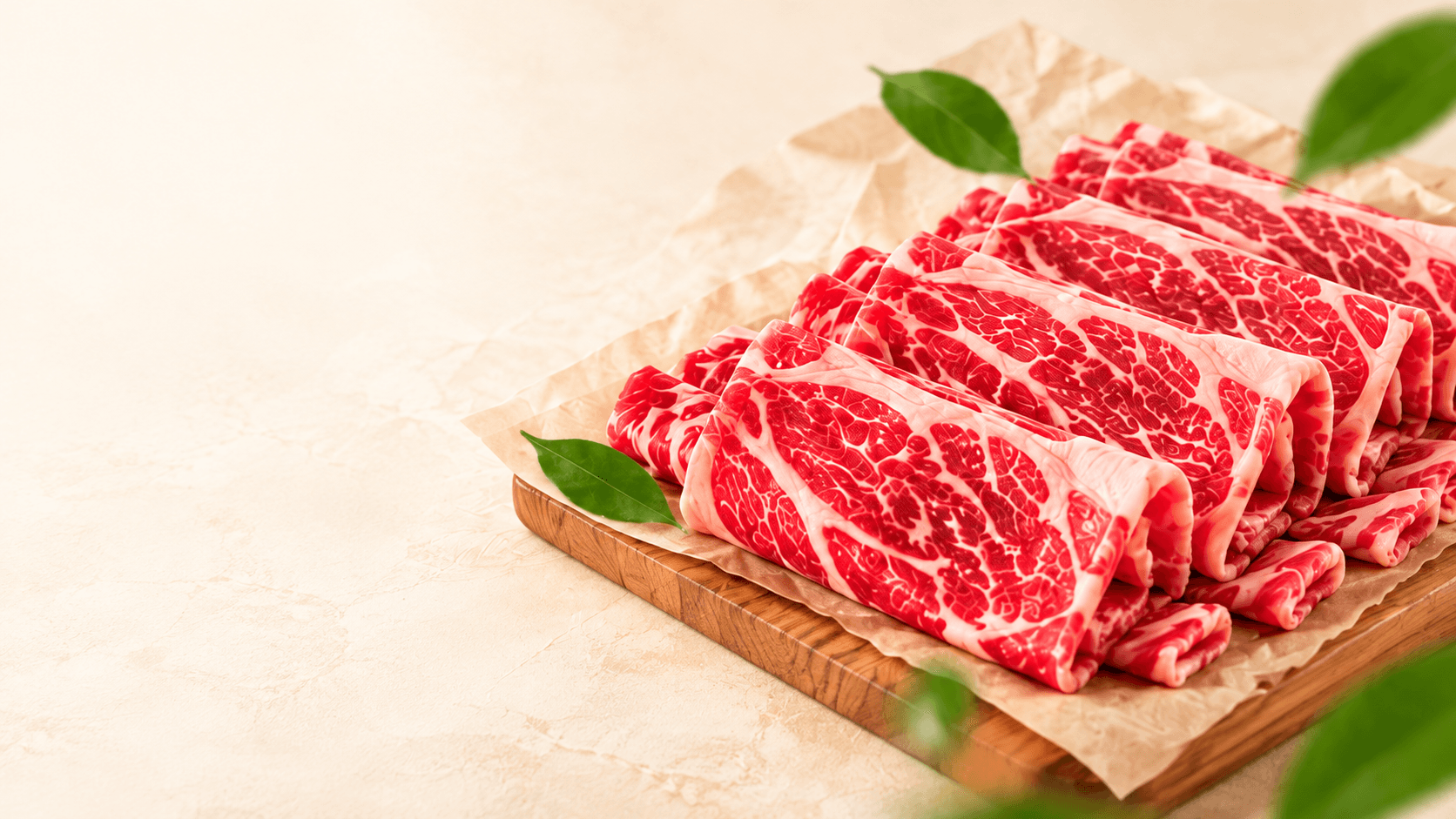 Irisan daging sapi bermarbling untuk sajian BBQ di rumah